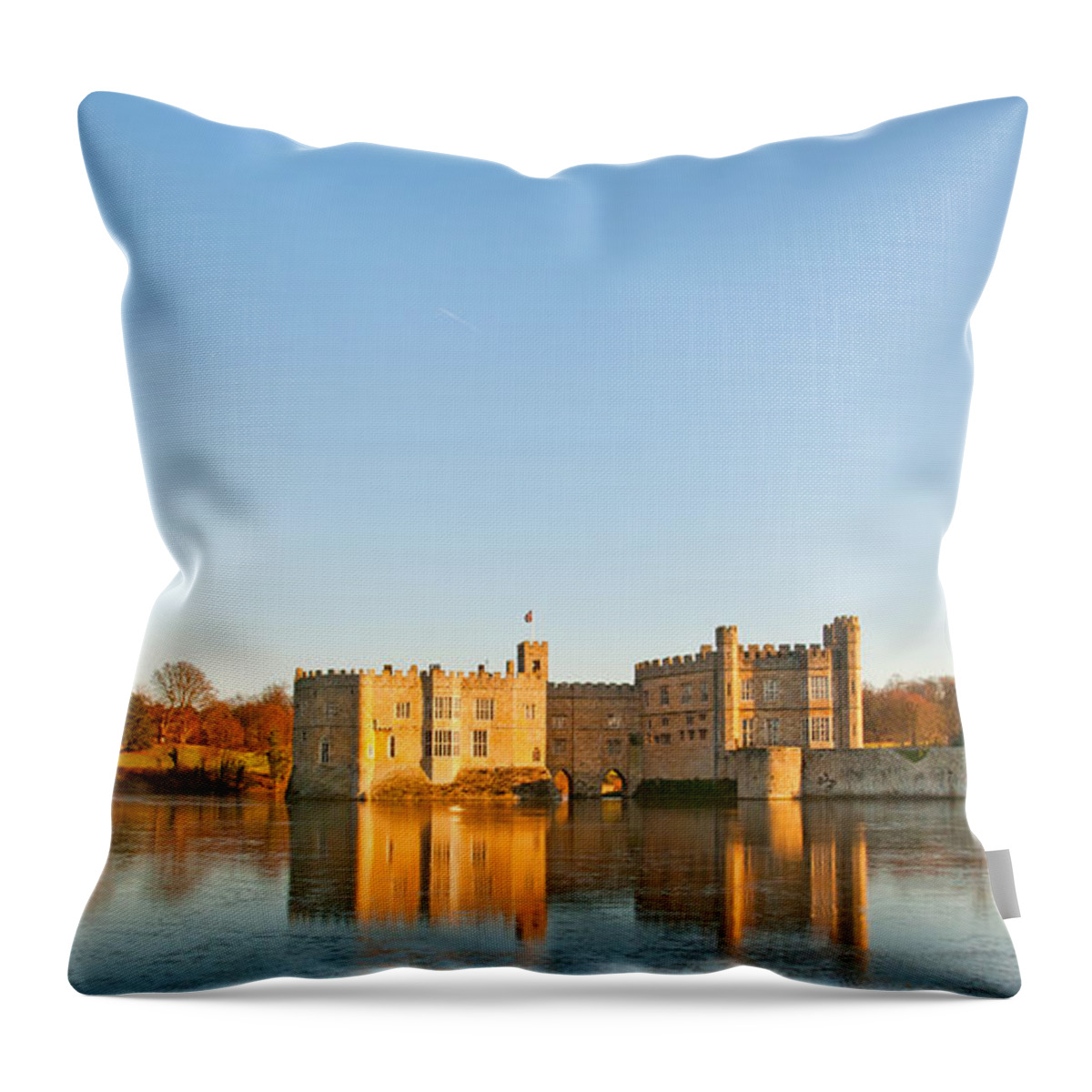 Leeds Castle Throw Pillow featuring the photograph Leeds Castle on Ice 2 by Chris Thaxter