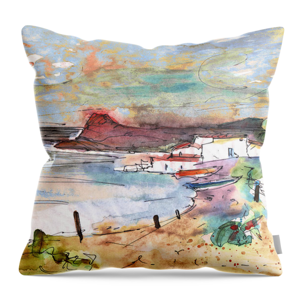 Travel Art Throw Pillow featuring the painting Lentas 01 by Miki De Goodaboom