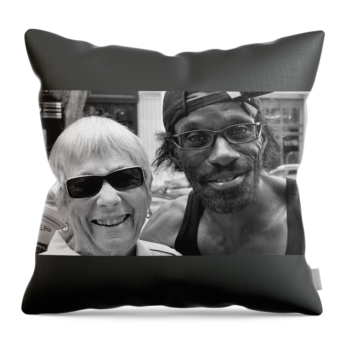 Black And White Throw Pillow featuring the photograph Leo and Peg by Marysue Ryan