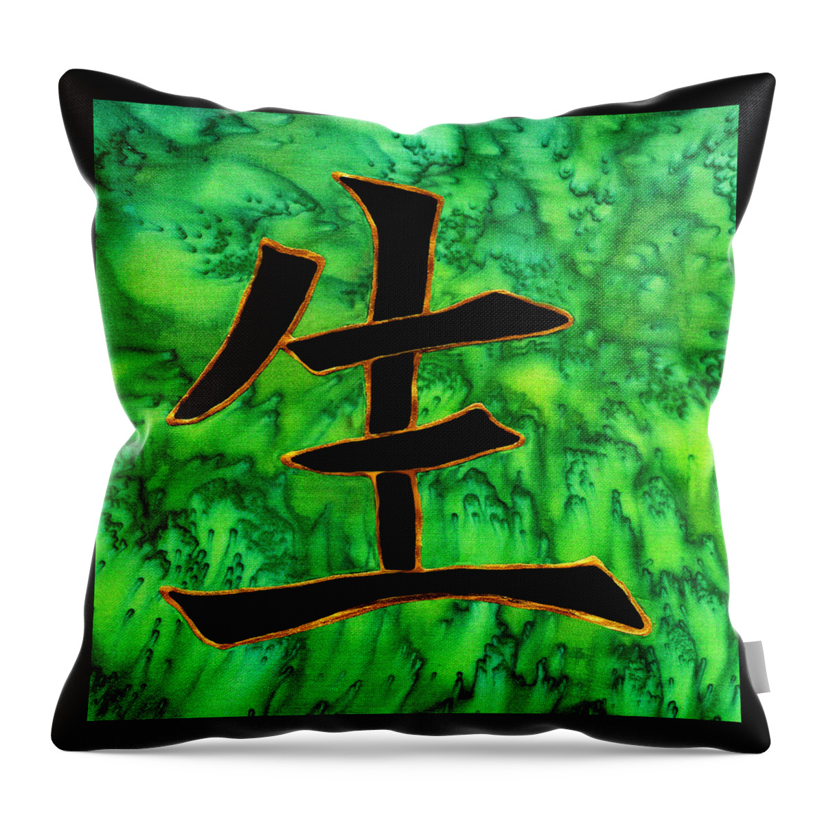 Life Kanji Throw Pillow featuring the painting Life Kanji by Victoria Page