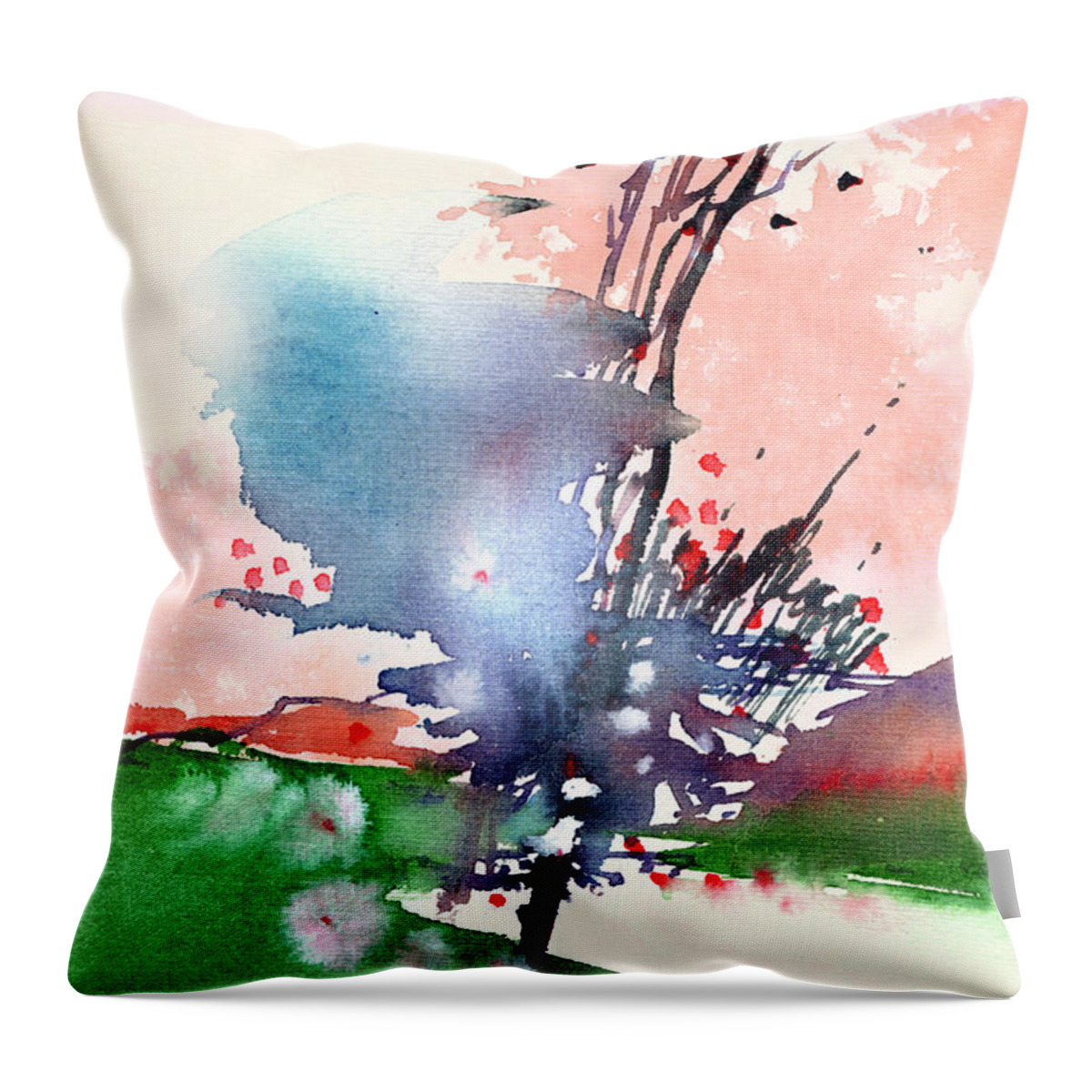 Landscape Throw Pillow featuring the painting Light 2 by Anil Nene