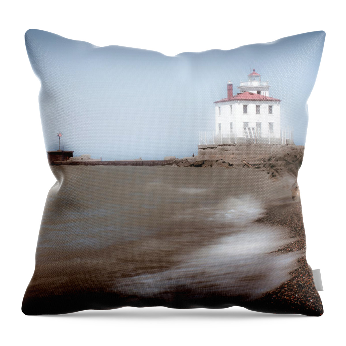 Lighthouse Throw Pillow featuring the photograph Lighthouse at Fairport Harbor by Michelle Joseph-Long