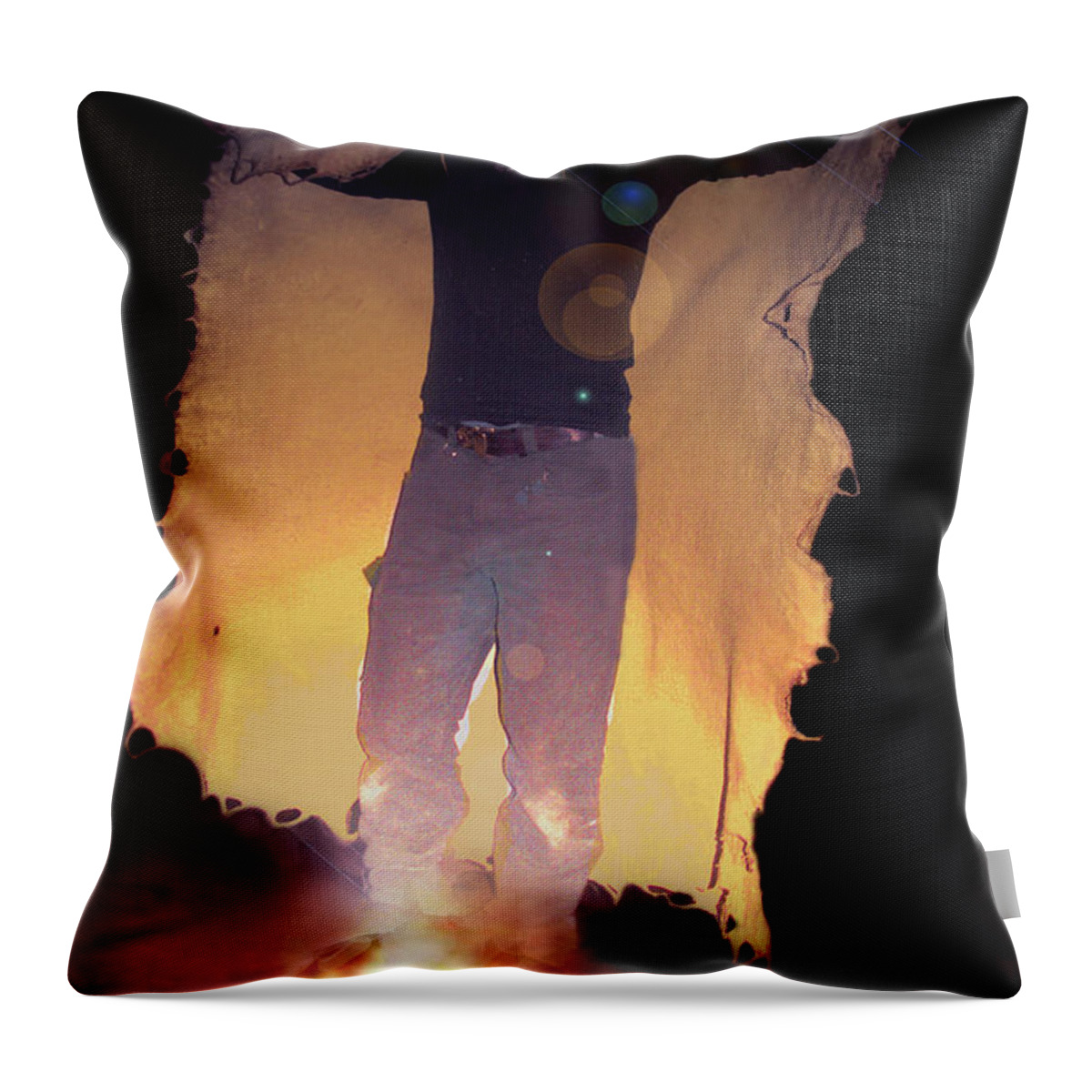 Deer Hide Throw Pillow featuring the photograph Lighting the Fire by Nancy Griswold