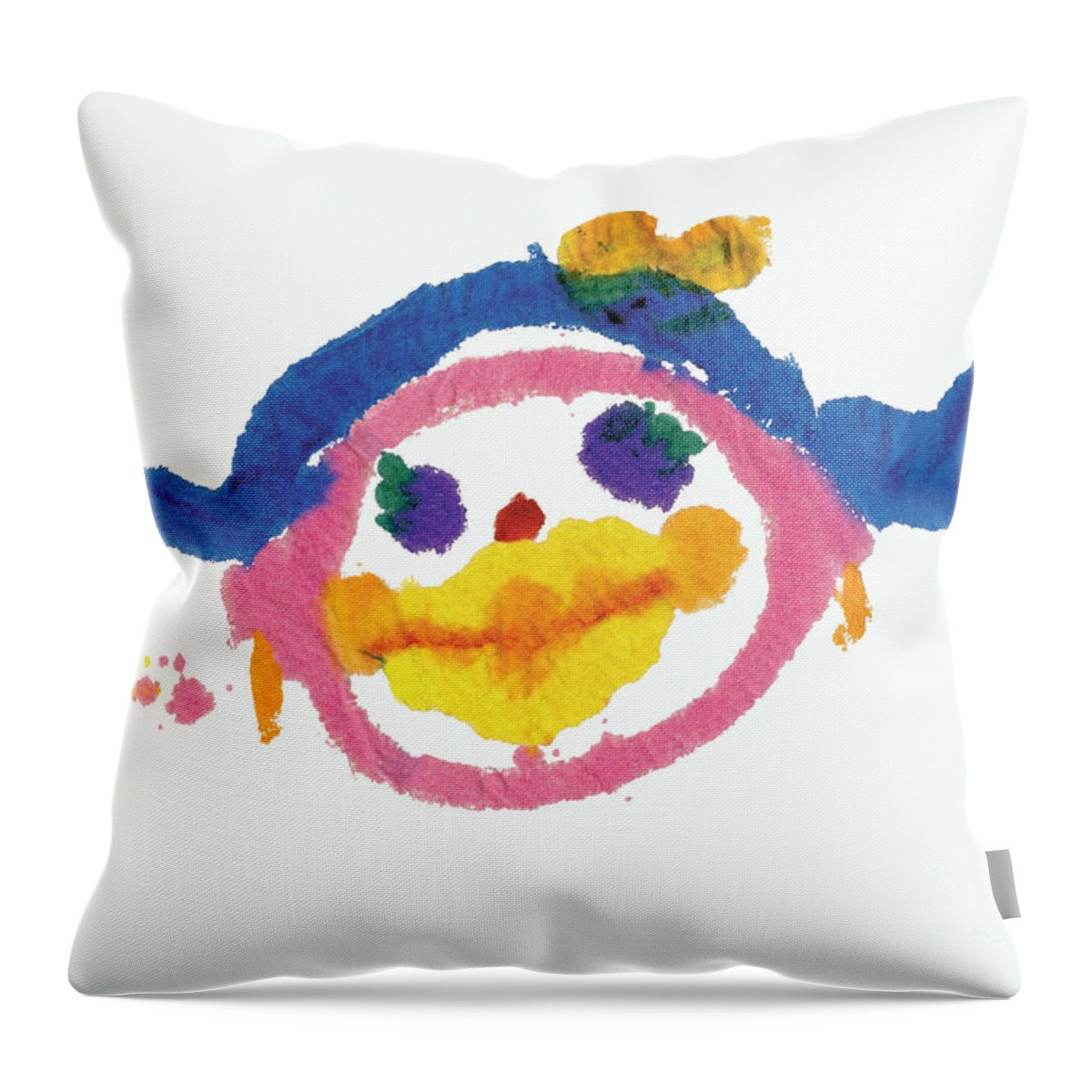 People Throw Pillow featuring the painting Lipstick Face by Jessie Abrams Age Six