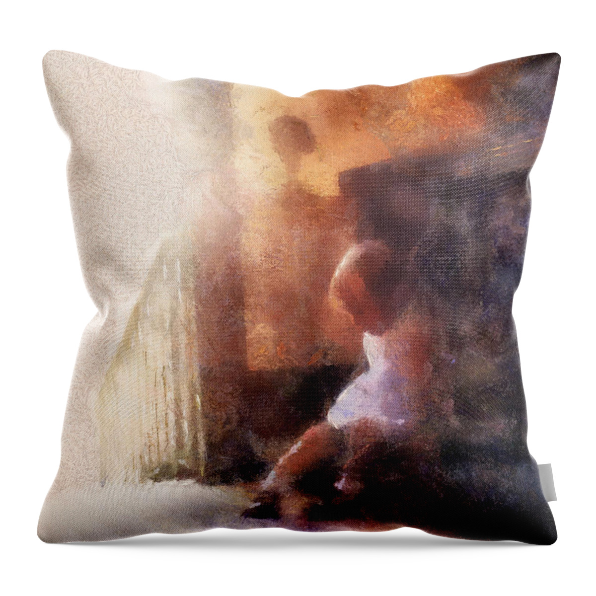 Girl Throw Pillow featuring the photograph Little Girl Thinking by Nora Martinez