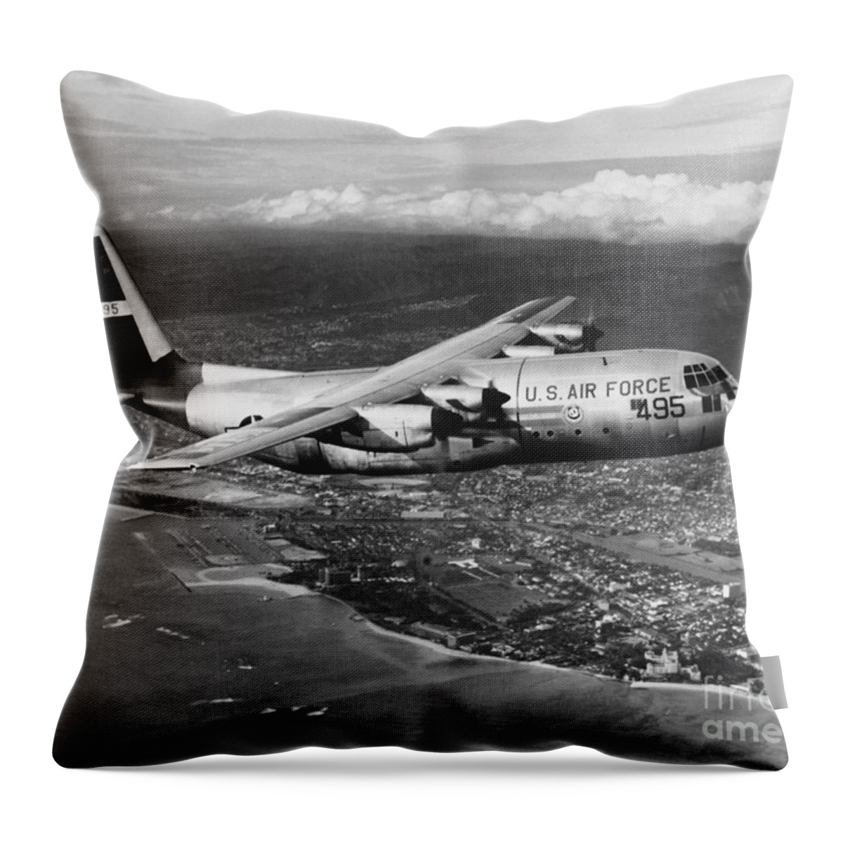 Historic Throw Pillow featuring the photograph Lockheed C-130 Hercules by Omikron