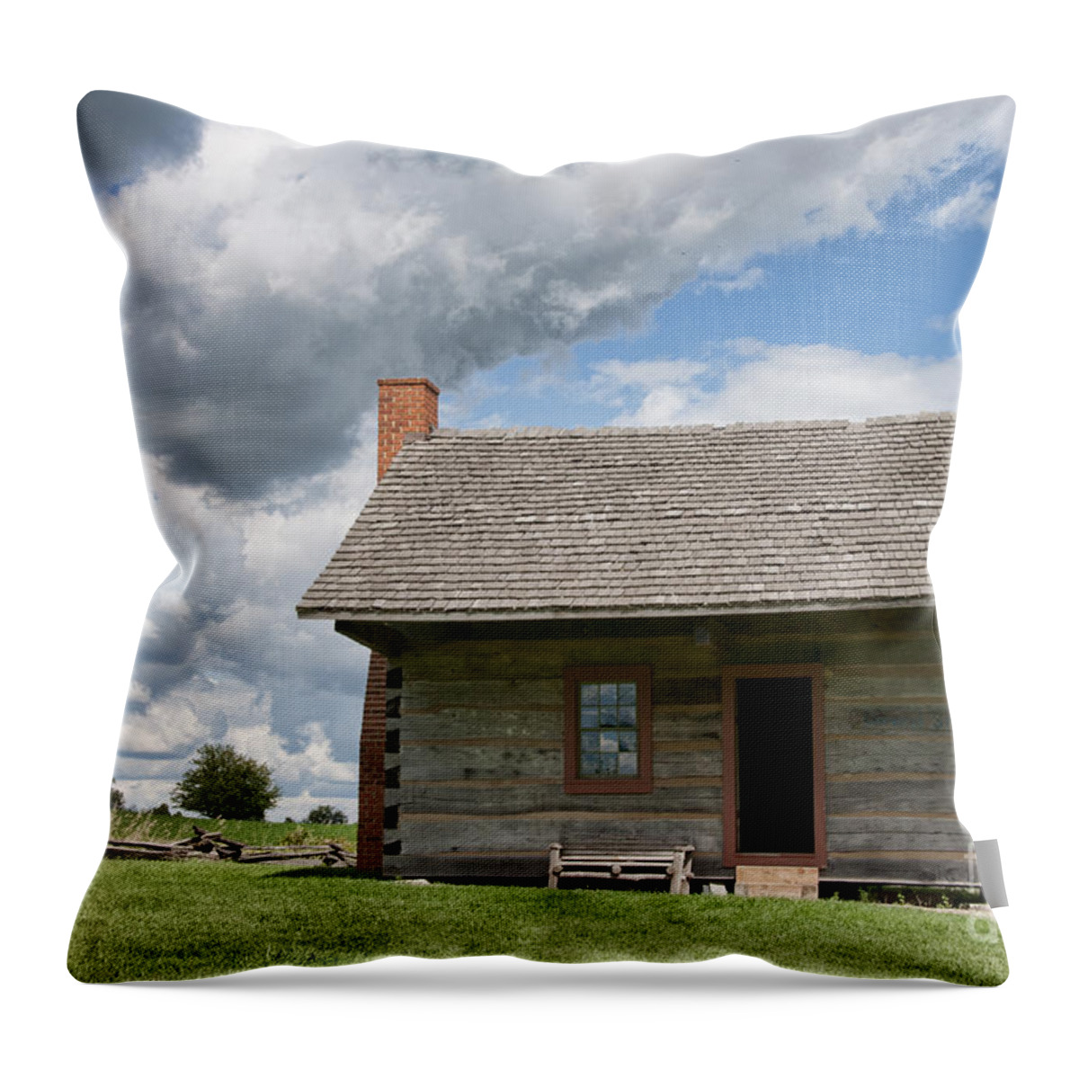 Log Cabin Throw Pillow featuring the photograph Log Cabin by David Arment