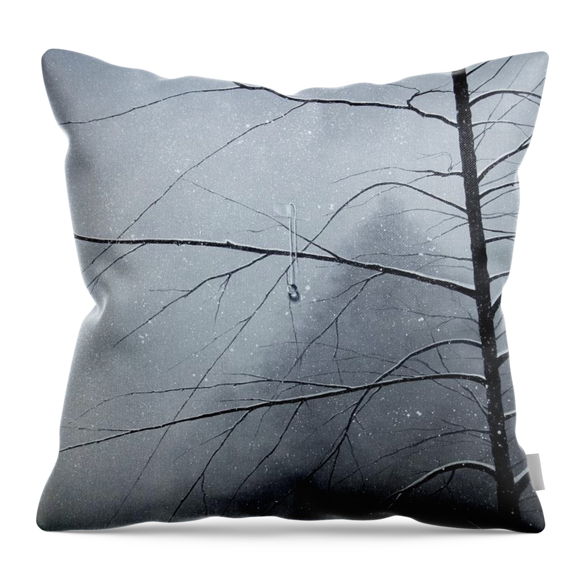 Winter Trees Throw Pillow featuring the painting Loneliness by Roger Calle