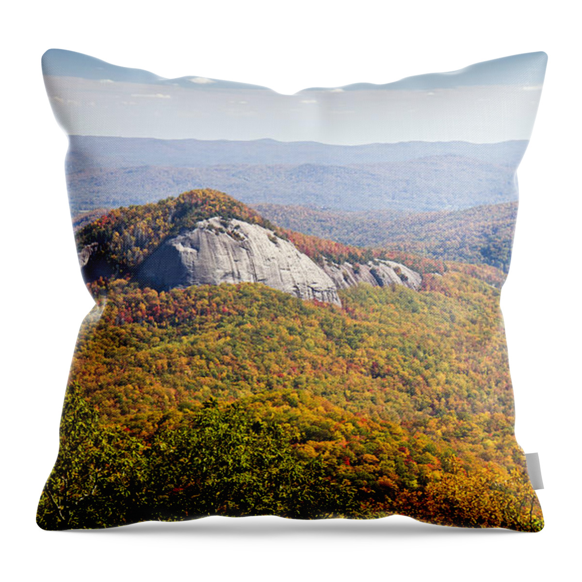 Autumn Throw Pillow featuring the photograph Looking Glass Rock Blue Ridge Parkway by Pierre Leclerc Photography