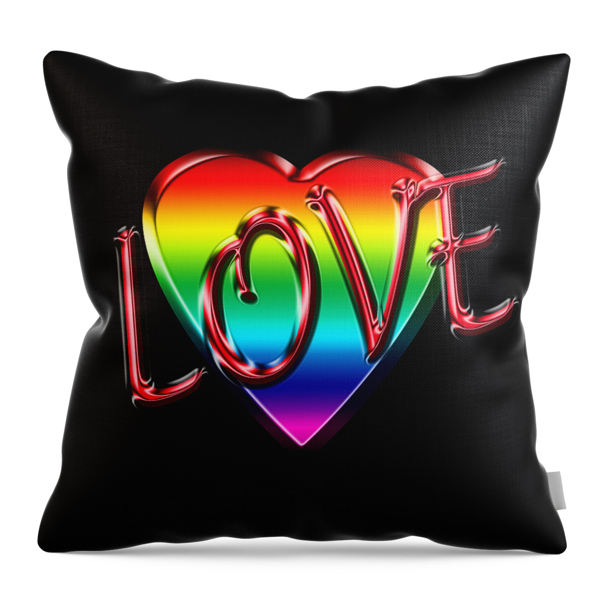 Love Throw Pillow featuring the digital art Love in Rainbow and Red by Andrew Fare