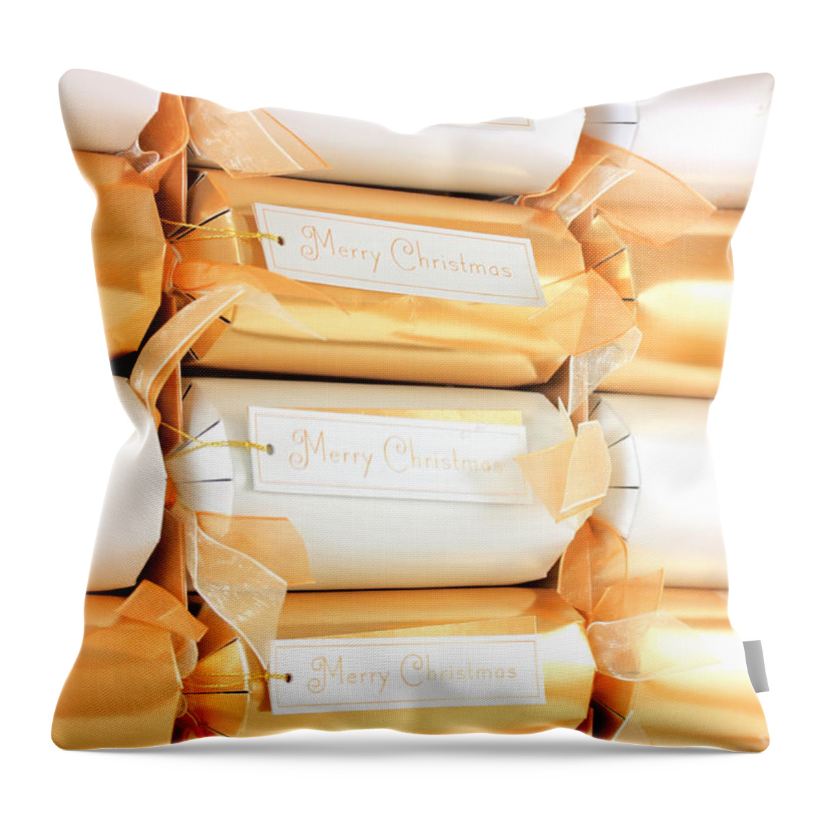 Celebration Throw Pillow featuring the photograph Luxury Christmas crackers by Simon Bratt
