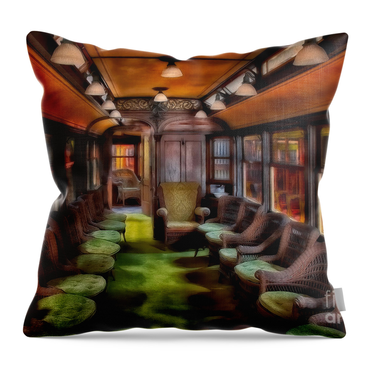 Trolley Throw Pillow featuring the digital art Luxury Vintage Trolley by Susan Candelario
