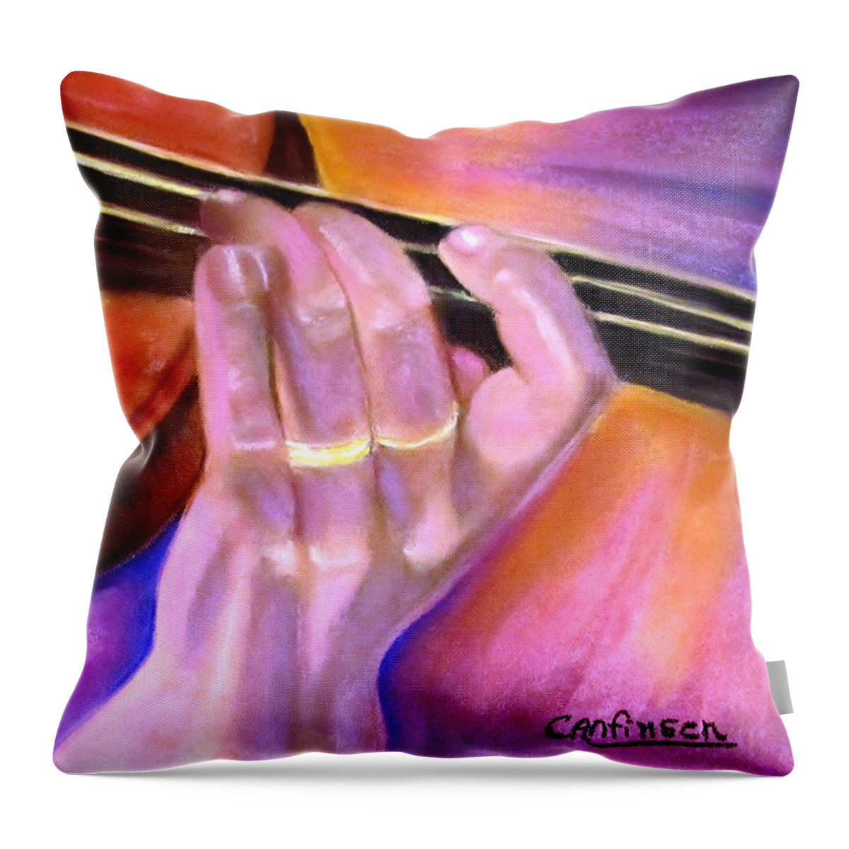 Muscisian Throw Pillow featuring the pastel Maestro by Carol Allen Anfinsen