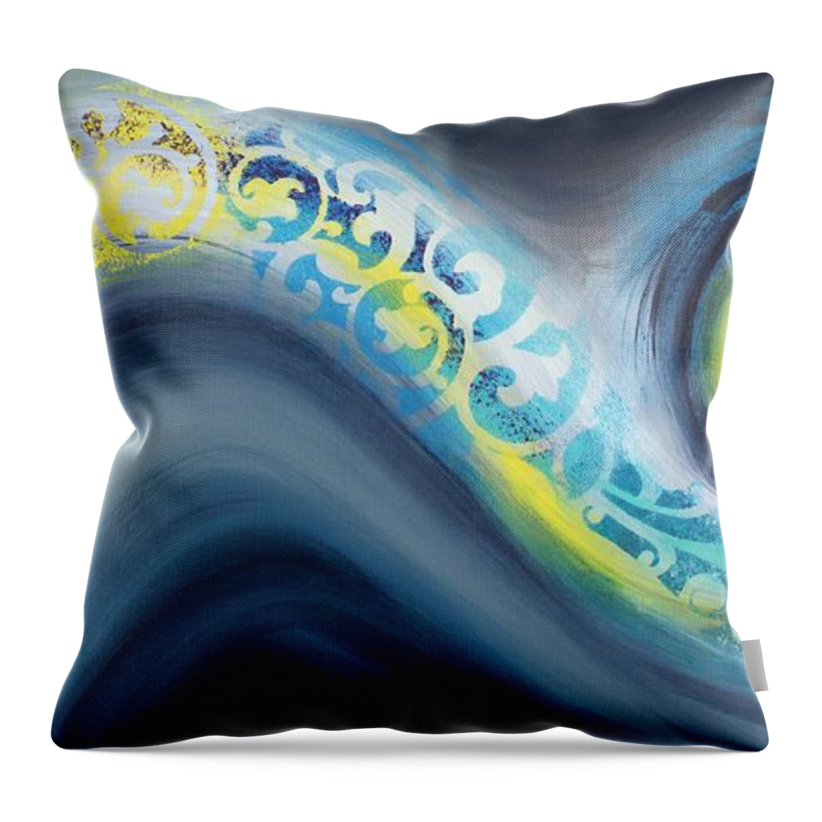 Abstract Framed Prints Throw Pillow featuring the painting Magical Wave Air by Reina Cottier