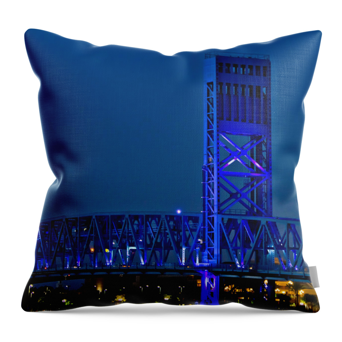 Florida Throw Pillow featuring the photograph Main Street Bridge Jacksonville by Debra and Dave Vanderlaan