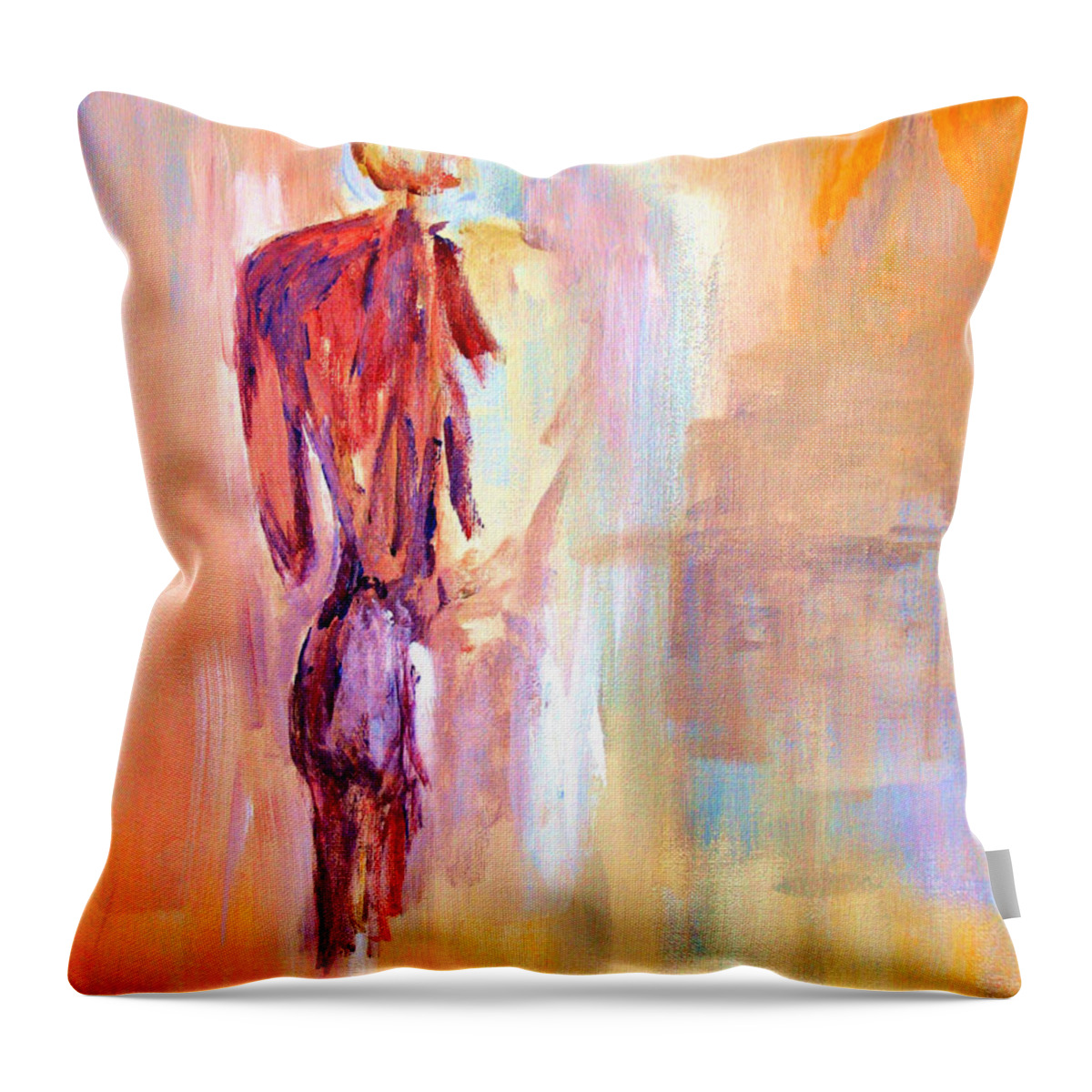 Nude Throw Pillow featuring the painting Male Nude 2 by Julie Lueders 