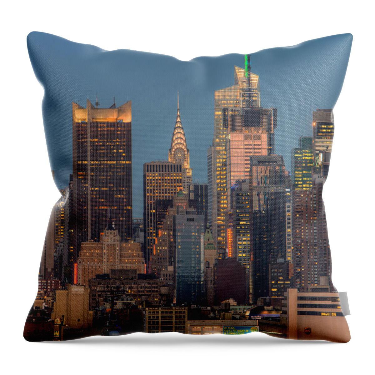 Clarence Holmes Throw Pillow featuring the photograph Manhattan Twilight V by Clarence Holmes