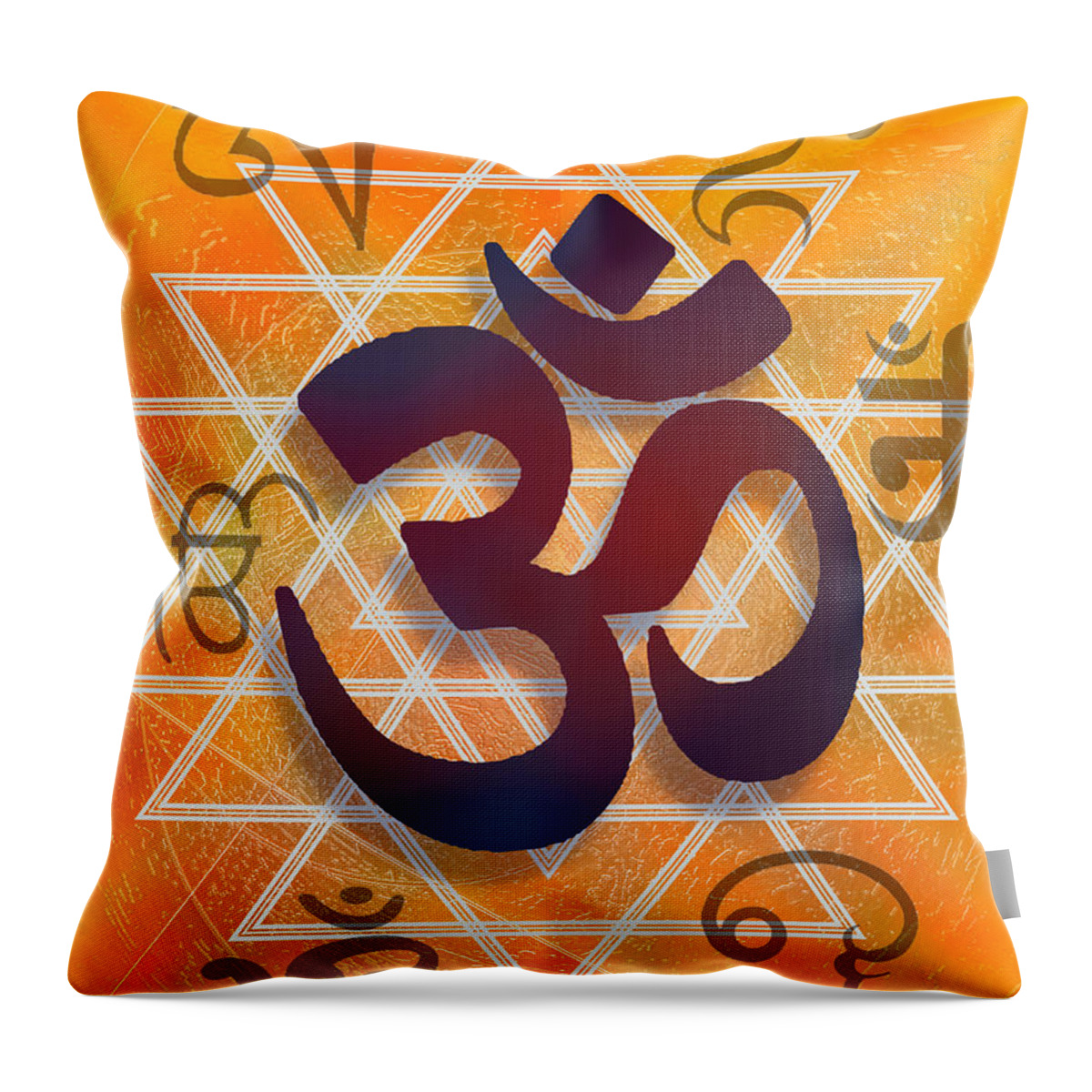 Om Throw Pillow featuring the digital art Many Faces of Om by Ginny Schmidt