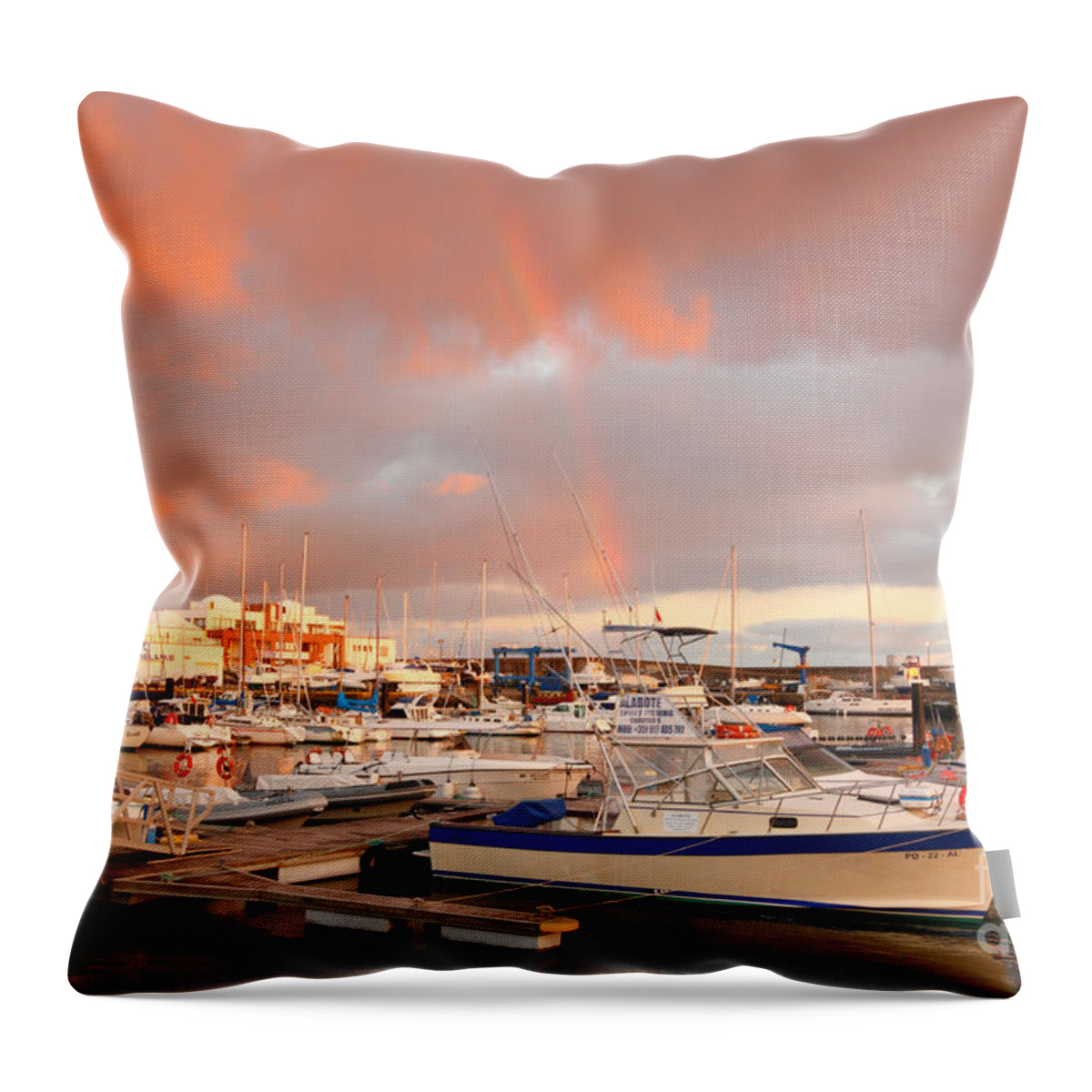 Harbor Throw Pillow featuring the photograph Marina in the Azores by Gaspar Avila