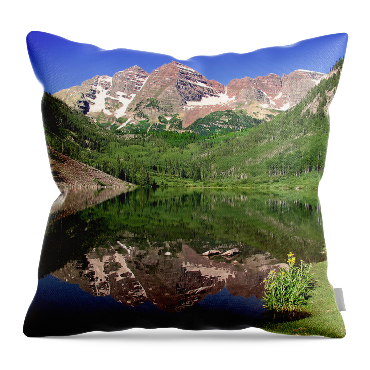 Aspen Throw Pillow featuring the photograph Maroon Bells Shoreline by Rick Wicker