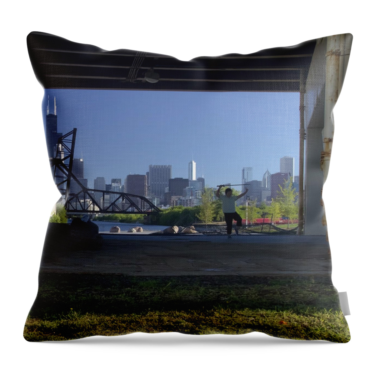 Tai Chi Throw Pillow featuring the photograph Martial Arts in the city by Sven Brogren