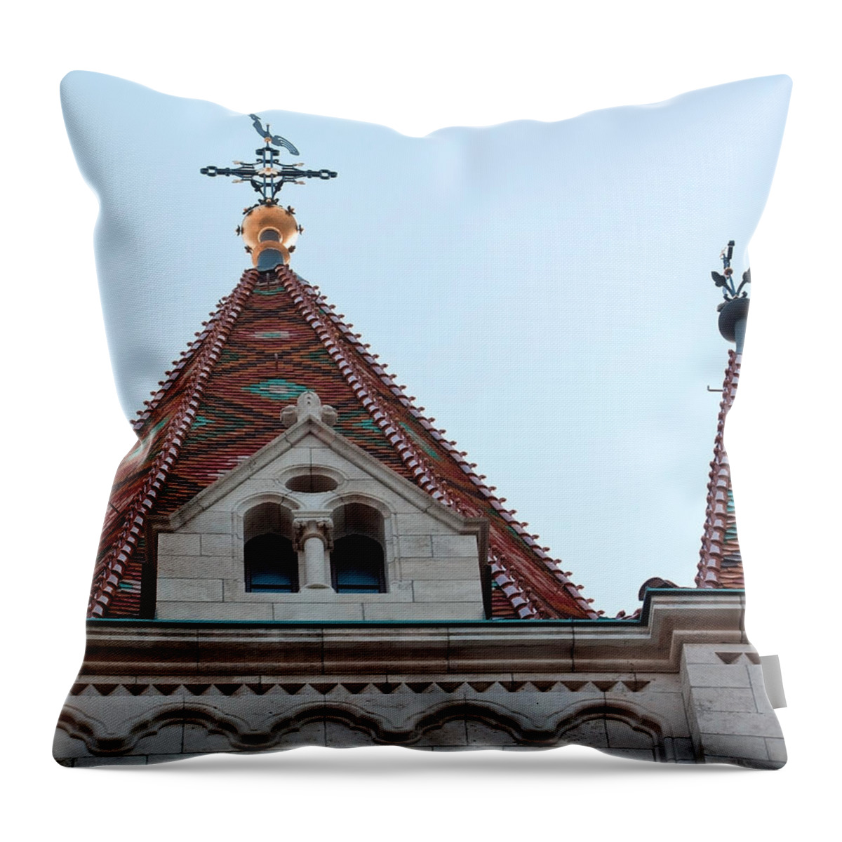 Budapest Old Town Throw Pillow featuring the photograph Matthias Church by Shirley Mitchell
