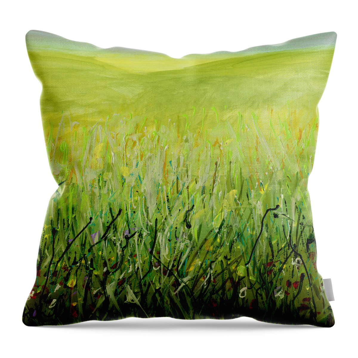 Abstract Throw Pillow featuring the painting Meadow Four by Lynne Taetzsch