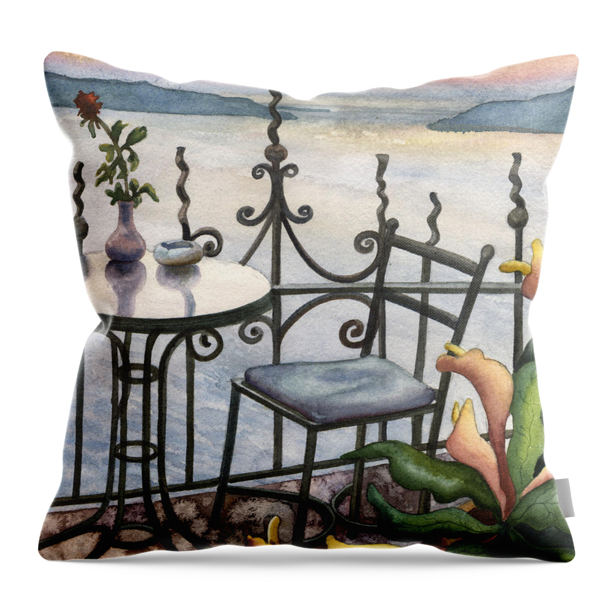 Table Painting Throw Pillow featuring the painting Meditation by Anne Gifford