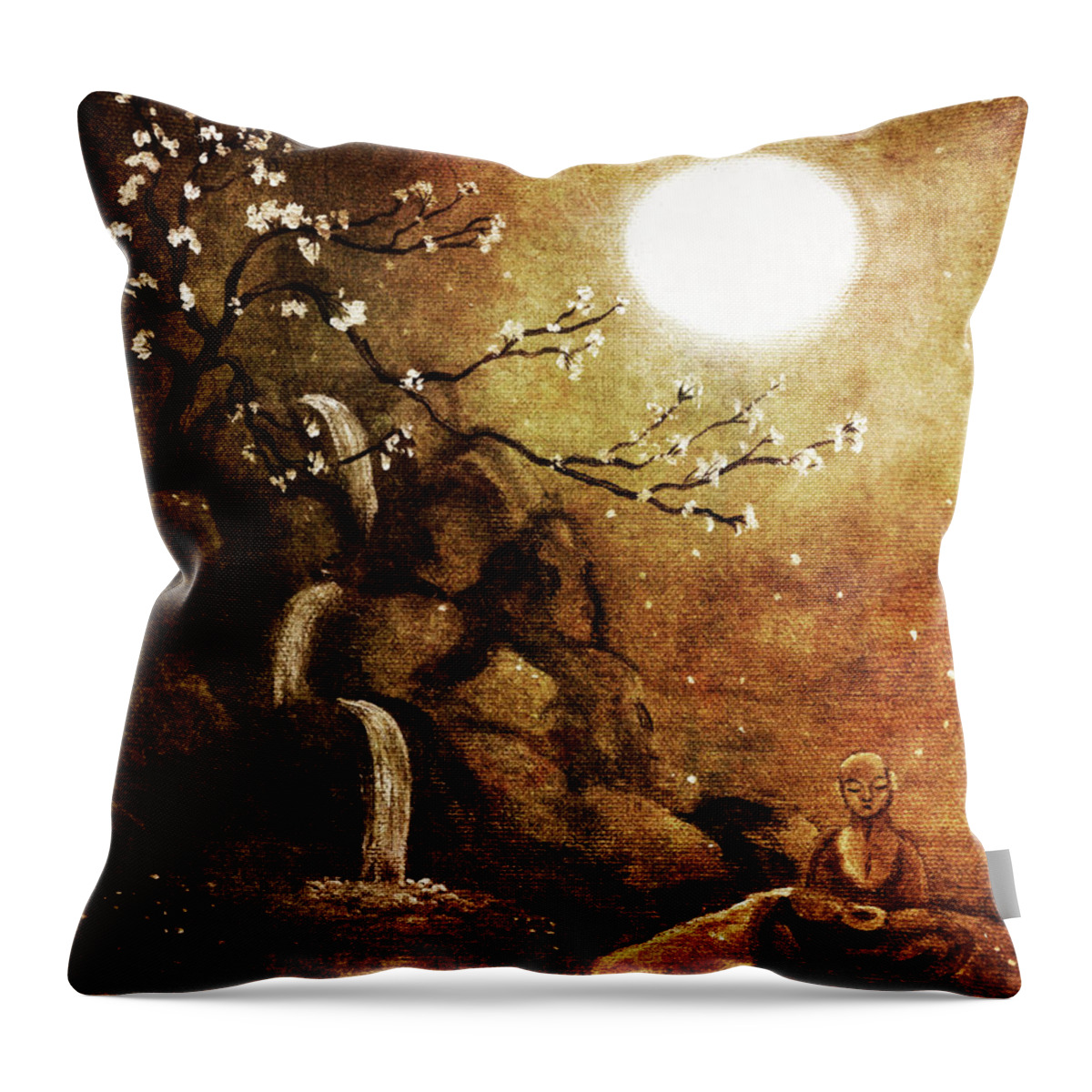 Fantasy Throw Pillow featuring the painting Meditation Beyond Time by Laura Iverson