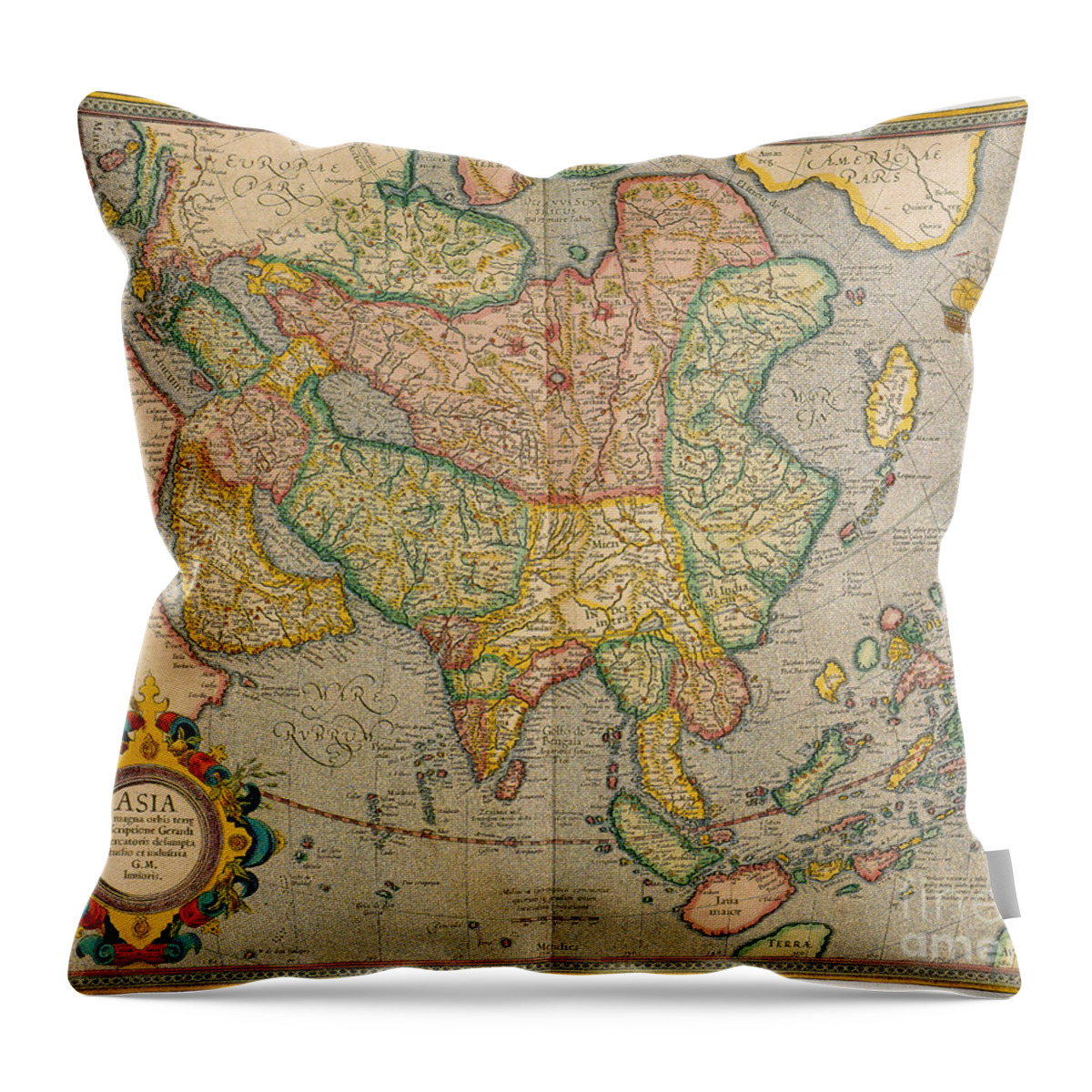 Cartography Throw Pillow featuring the photograph Mercators Map Of Asia by Photo Researchers