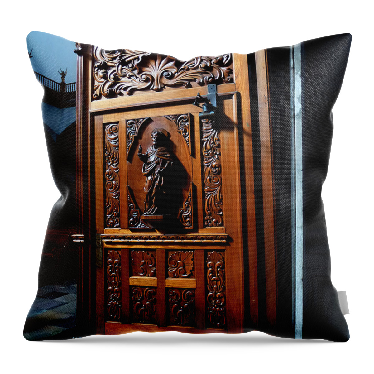 Mesoamerica Throw Pillow featuring the photograph Mexican Door 3 by Xueling Zou