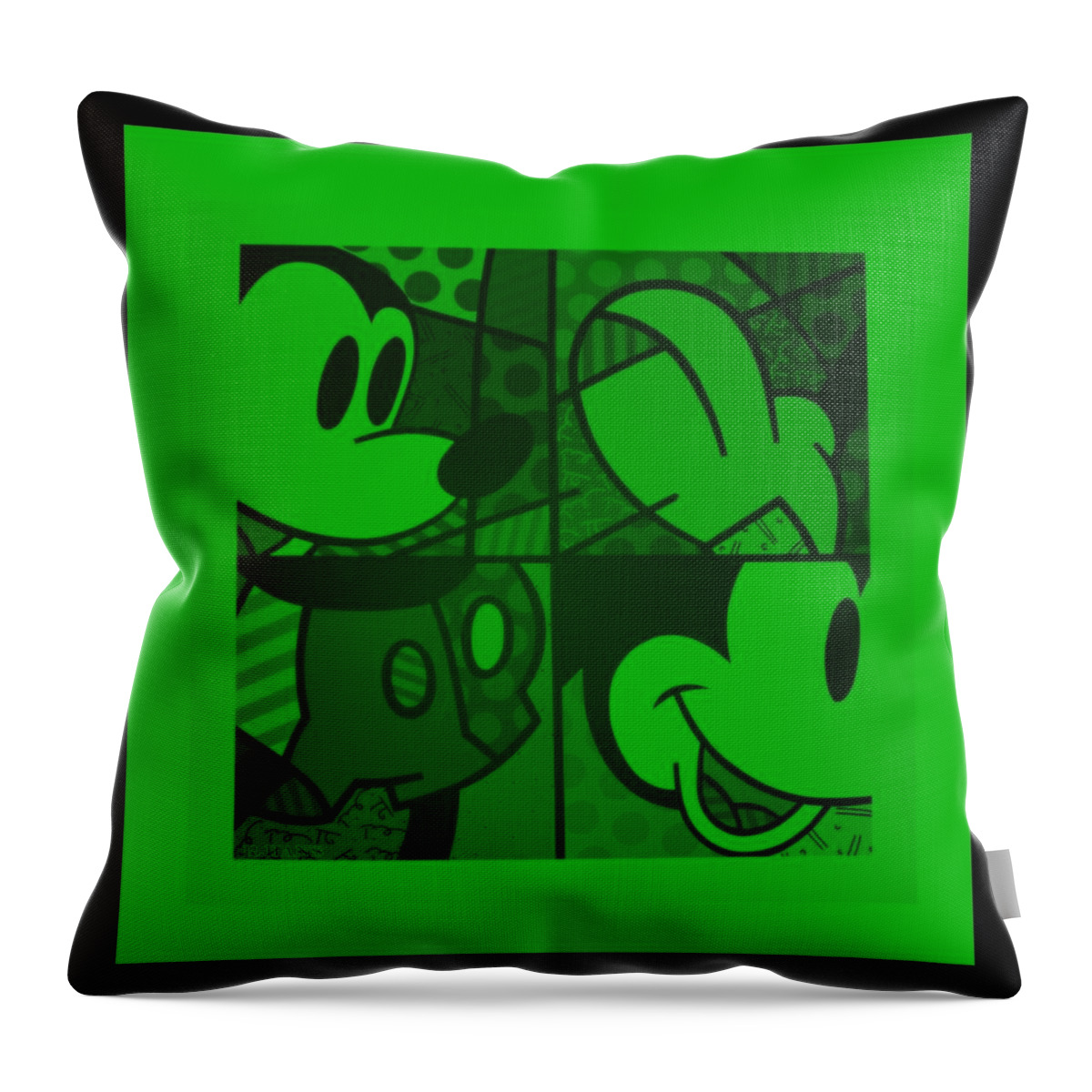 Mickey Mouse Throw Pillow featuring the photograph MICKEY in GREEN by Rob Hans
