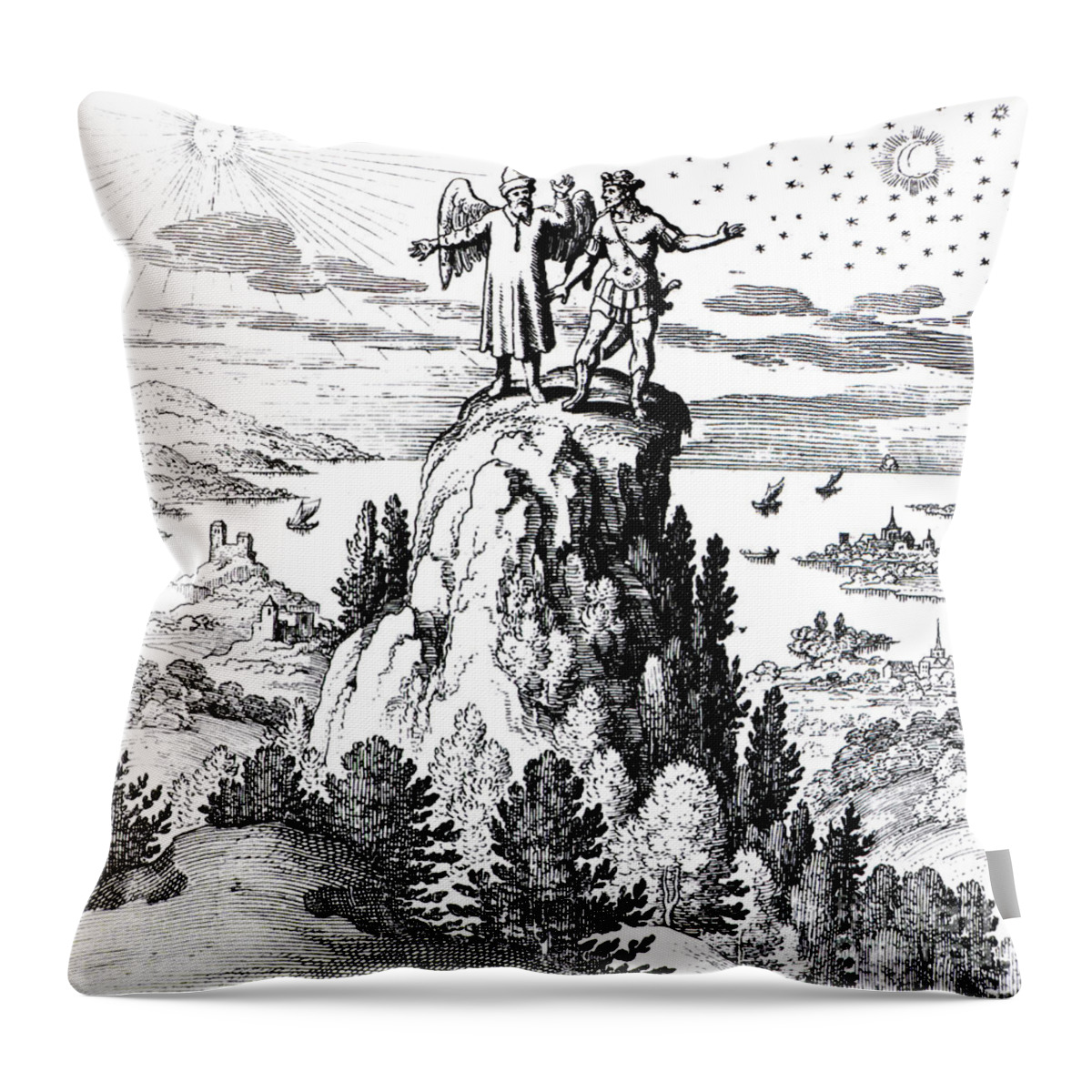 History Throw Pillow featuring the photograph Microcosm, Macrocosm, 17th Century by Science Source