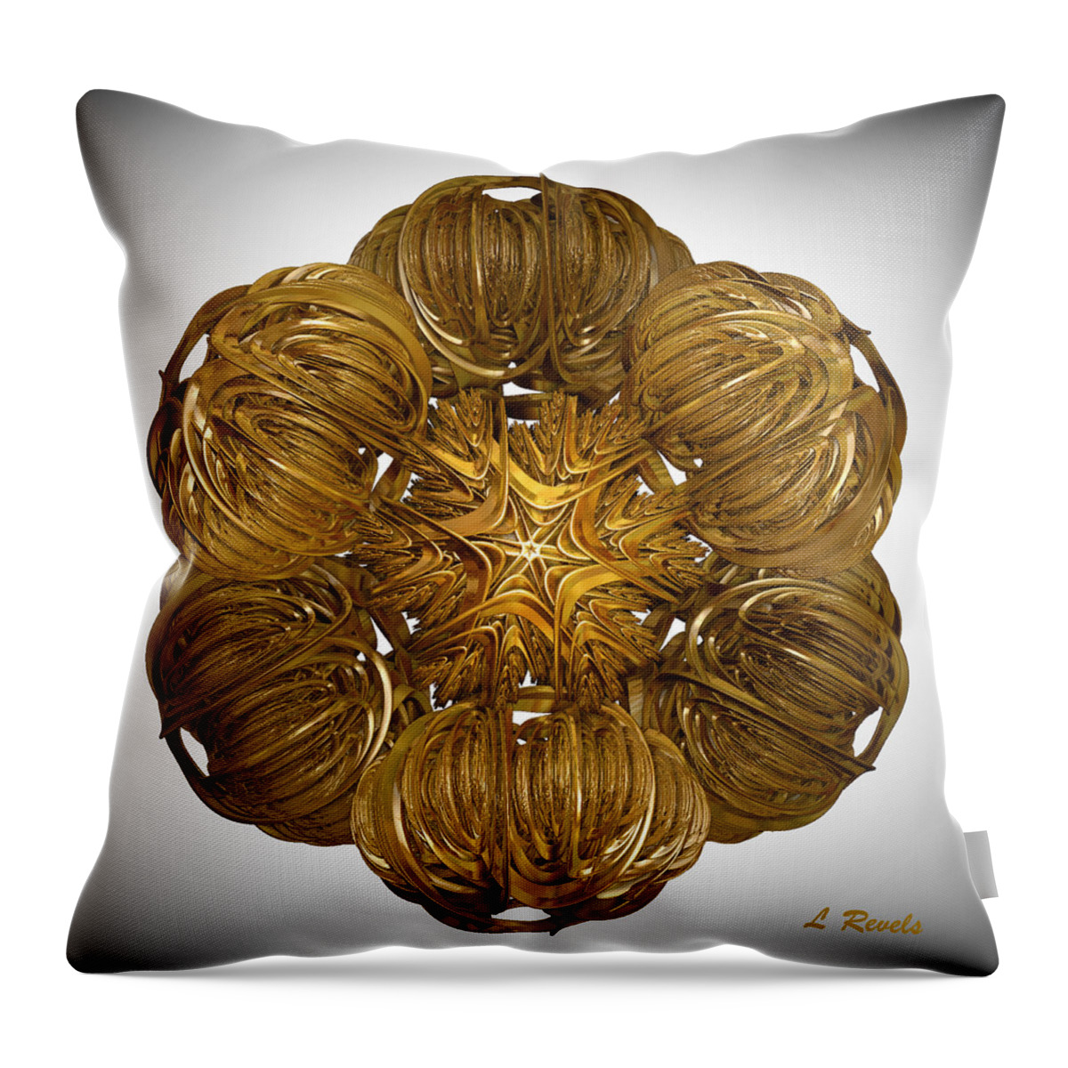Abstract Throw Pillow featuring the digital art Midas Touch by Leslie Revels