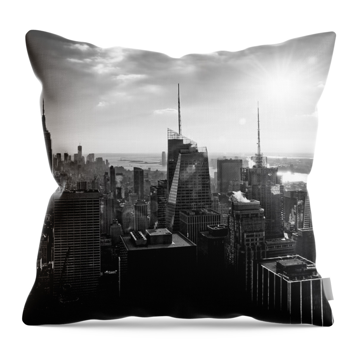 Black And White Throw Pillow featuring the photograph Midtown Skyline Infrared by S Paul Sahm