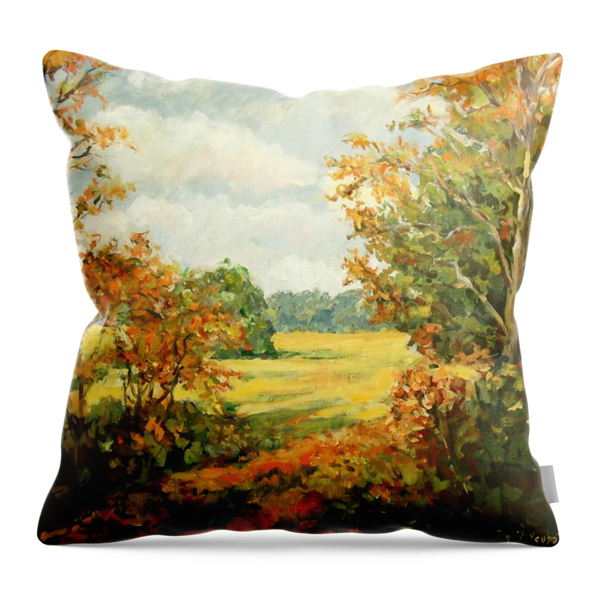 Ingrid Dohm Throw Pillow featuring the painting Midway Village III by Ingrid Dohm