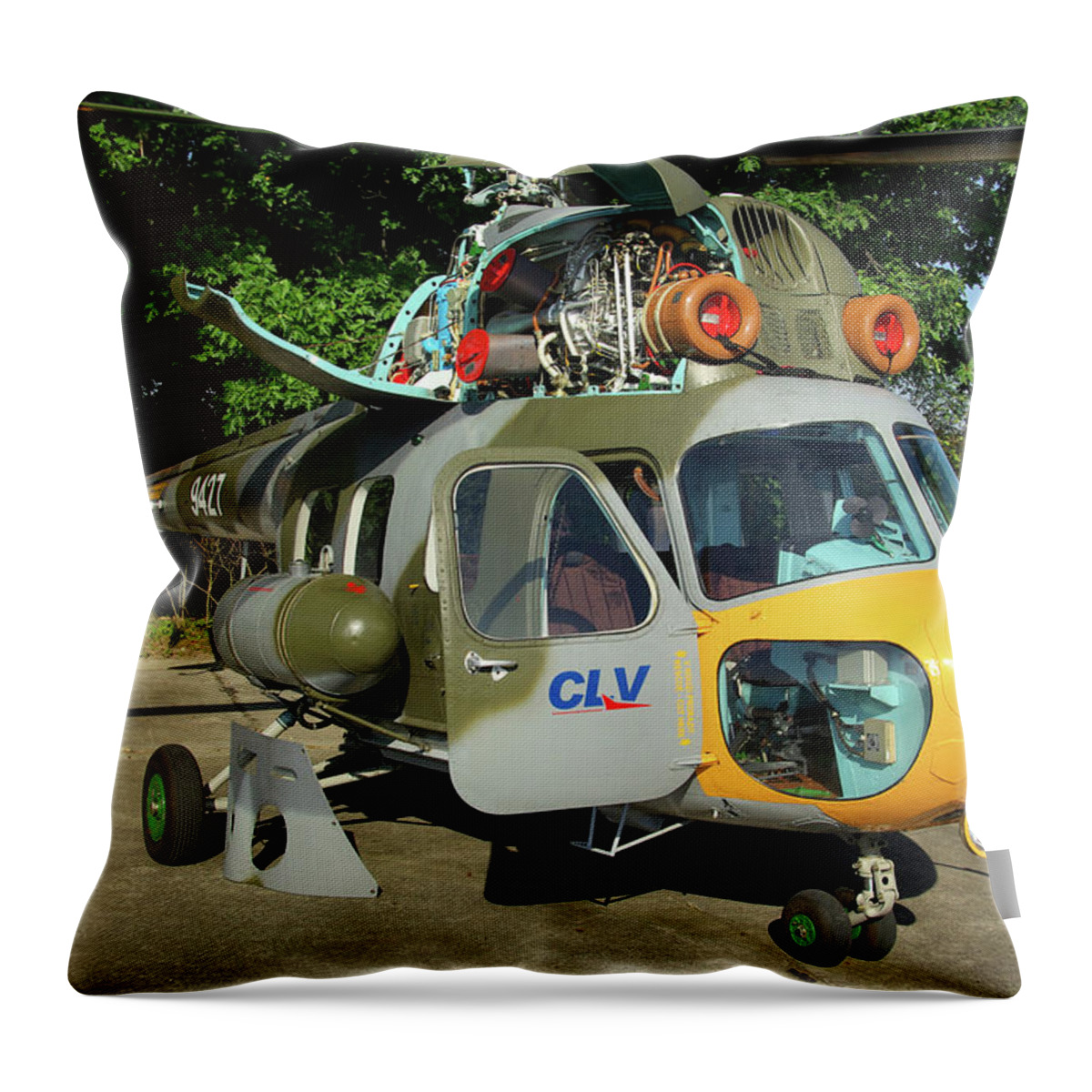 Mil Mi-2 Hoplite 9427 Utility Helicopter Czech Air Force Nato Days Ostrava Republic September 2011 Airplane Aeroplane Aircraft Throw Pillow featuring the photograph Mil Mi-2 Hoplite by Tim Beach