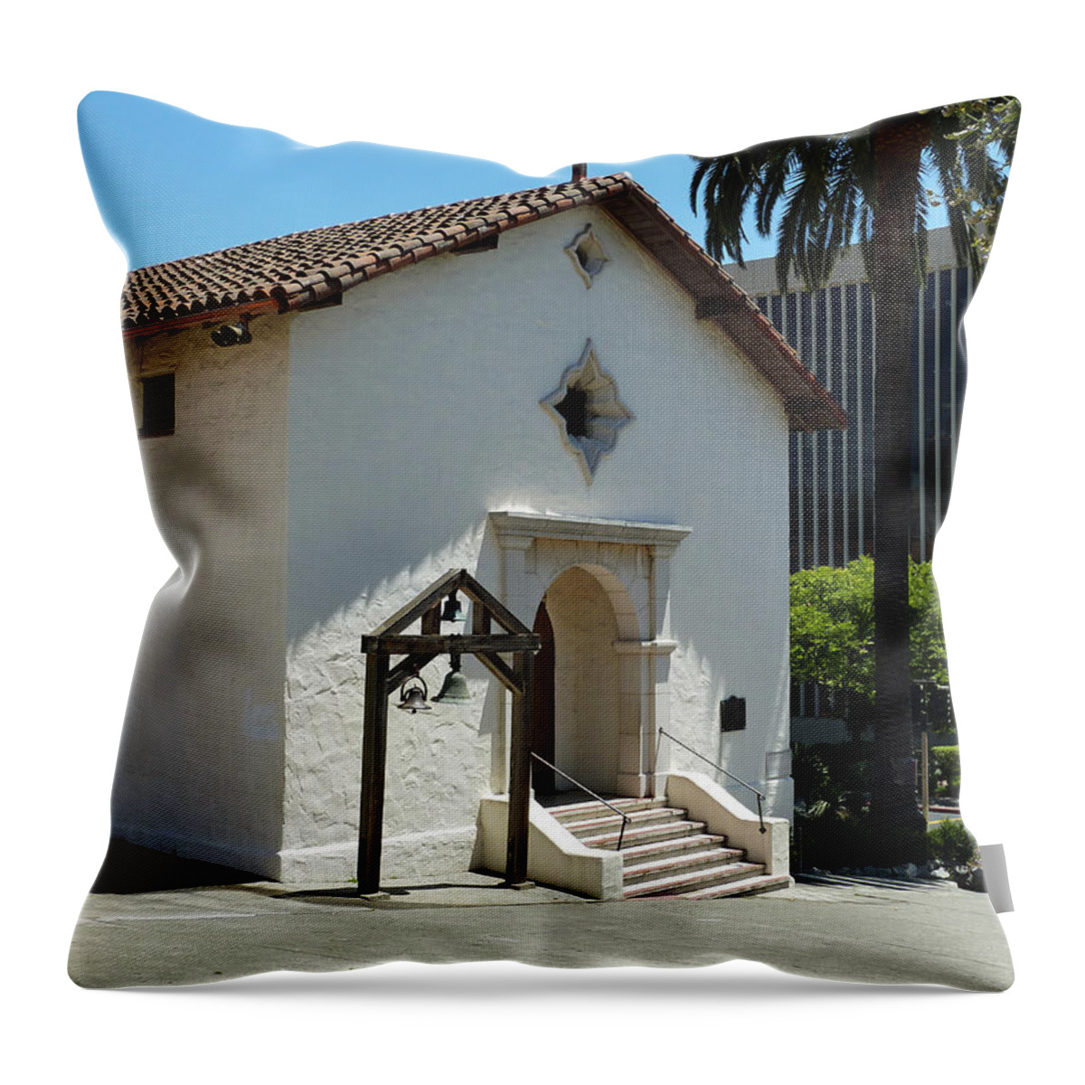 Mission San Rafael Arcangel Chapel Throw Pillow featuring the photograph Mission San Rafael Arcangel Chapel by Two Hivelys
