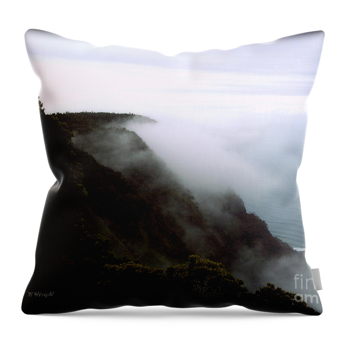 Nature Throw Pillow featuring the photograph Mists Along The Kalalau Valley by Paulette B Wright
