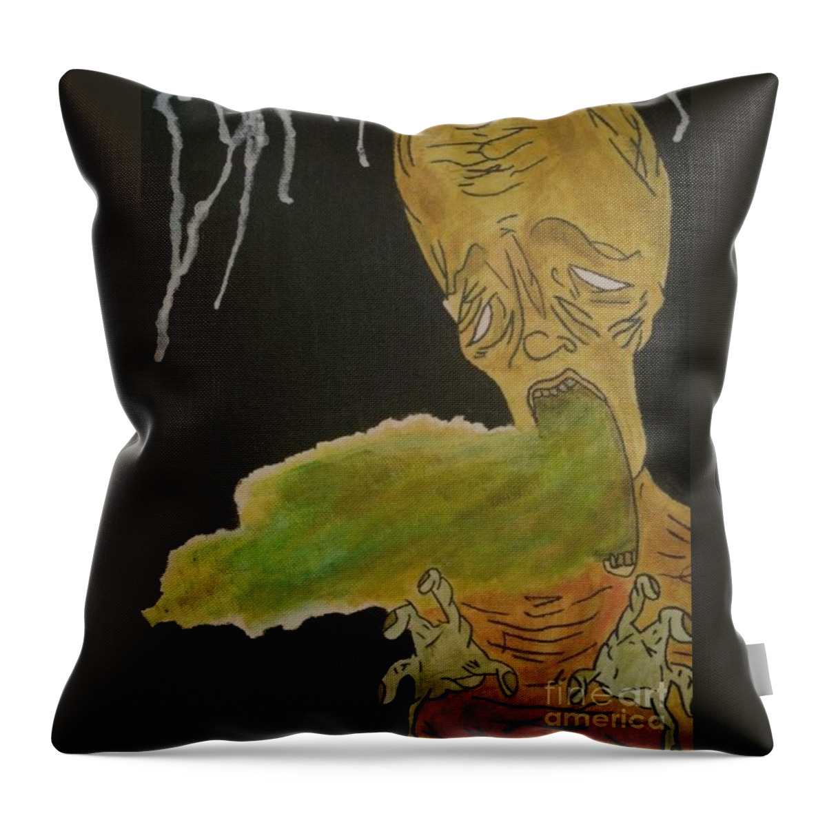  Throw Pillow featuring the painting Monster by Samantha Lusby