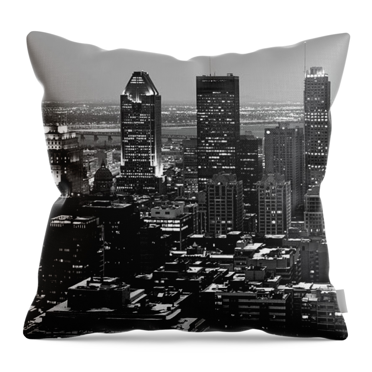 Montreal Throw Pillow featuring the photograph Montreal city Black and White by Pierre Leclerc Photography