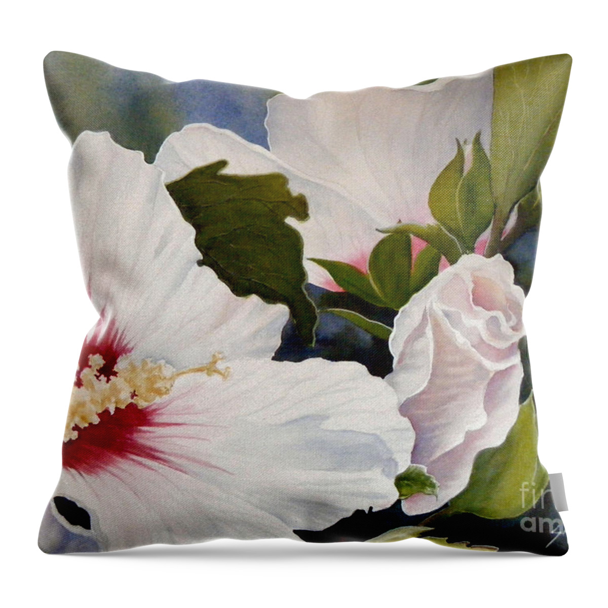 Watercolor Throw Pillow featuring the painting Morning Gift sold by Sandy Brindle