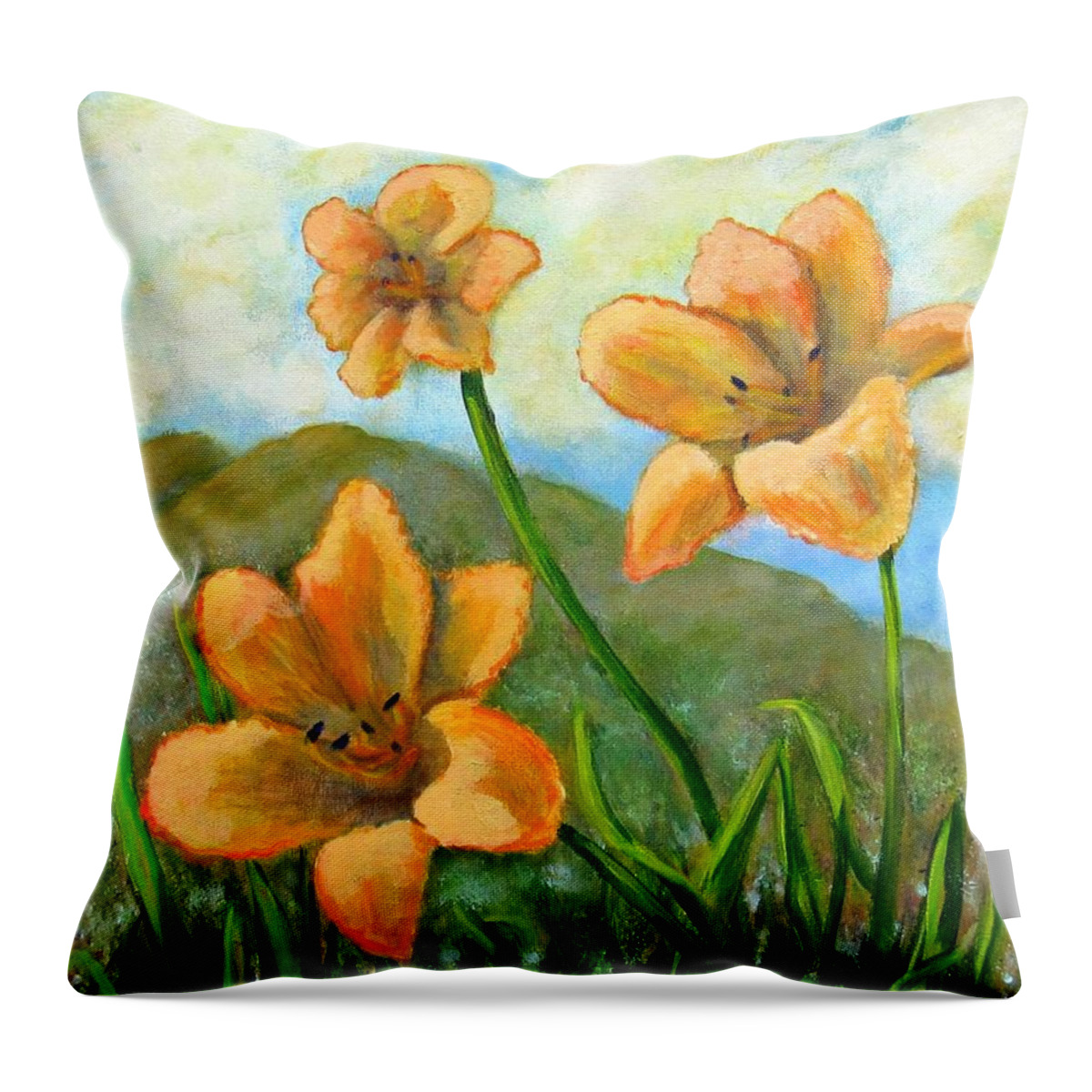 Lily Throw Pillow featuring the painting Morning Glow by Laurie Morgan