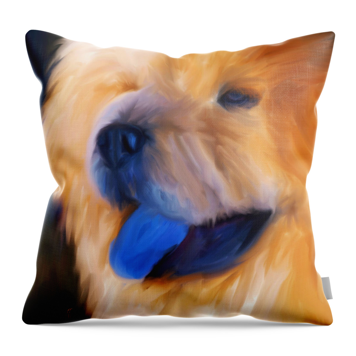 Animal Throw Pillow featuring the painting Morning Light Chow Portrait by Jai Johnson