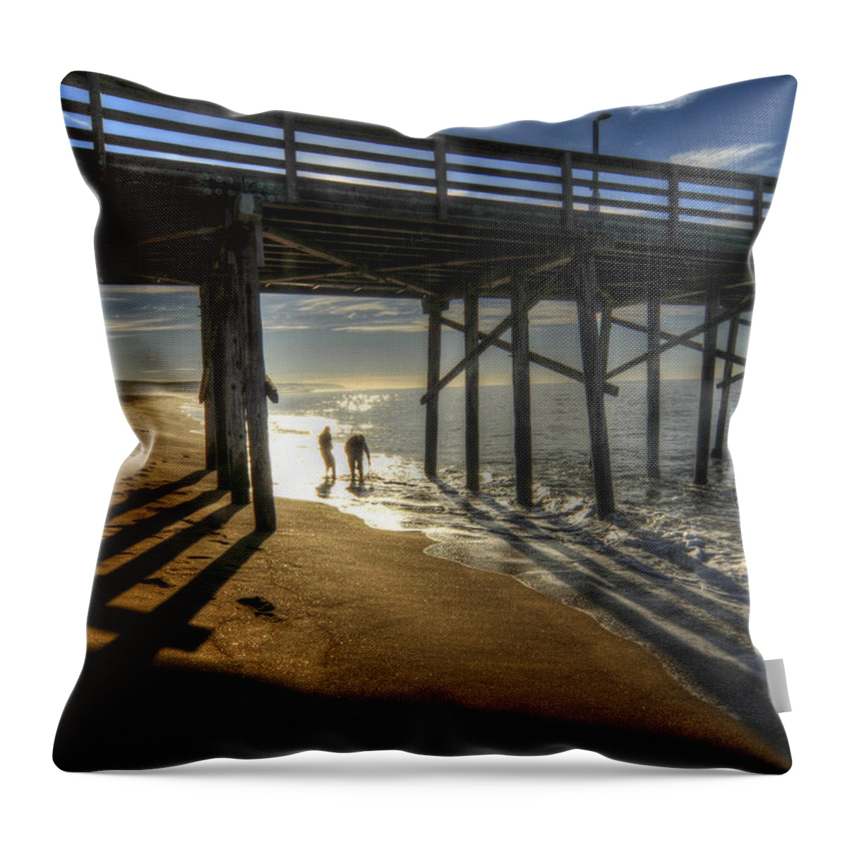 Balboa Pier Throw Pillow featuring the photograph Morning Trestle by Richard Omura