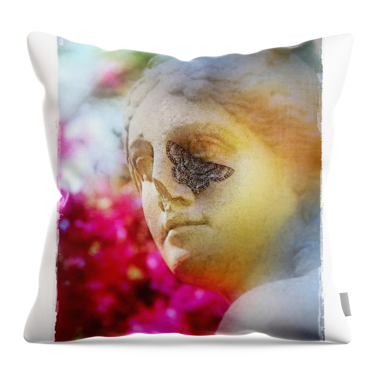 Insect Throw Pillow featuring the photograph Moth on Statue by Judi Bagwell