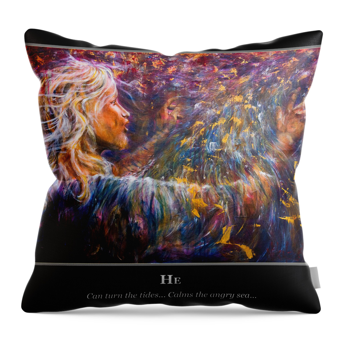 Jesus Throw Pillow featuring the painting Motivational He Jesus by Nik Helbig