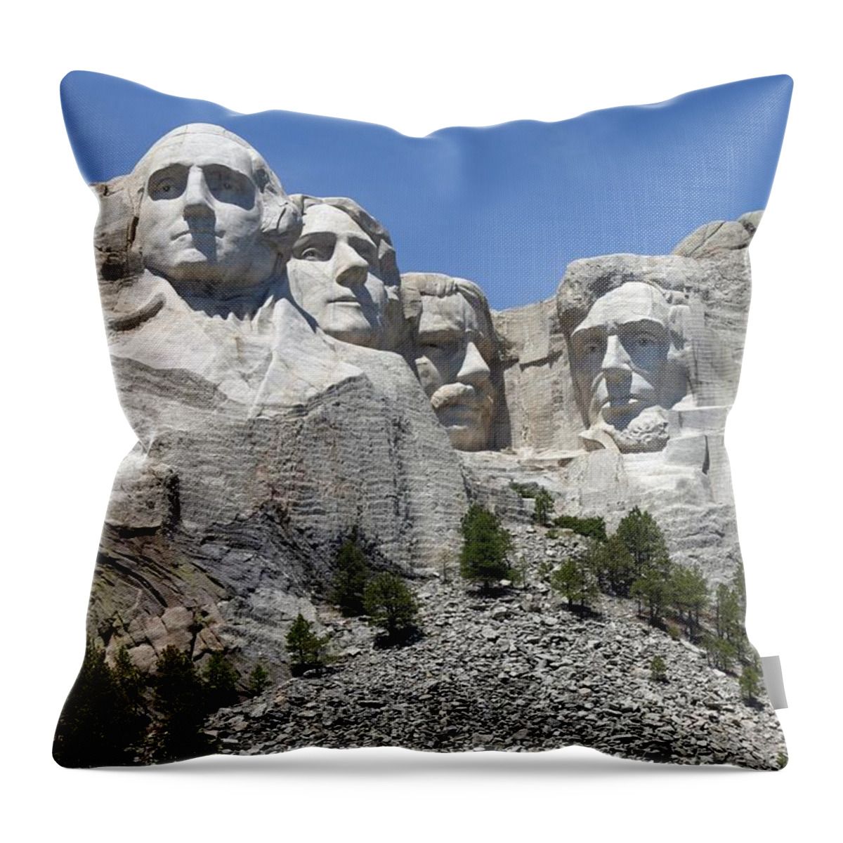Mount Rushmore Throw Pillow featuring the photograph Mount Rushmore Vertical by Living Color Photography Lorraine Lynch