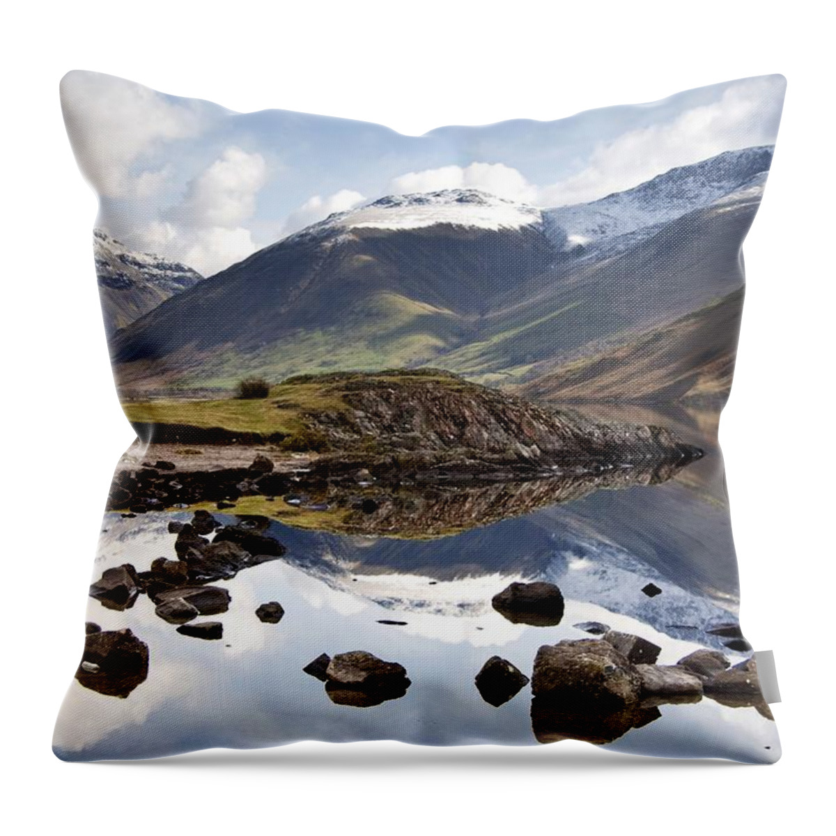 Cumbria Throw Pillow featuring the photograph Mountains And Lake At Lake District by John Short