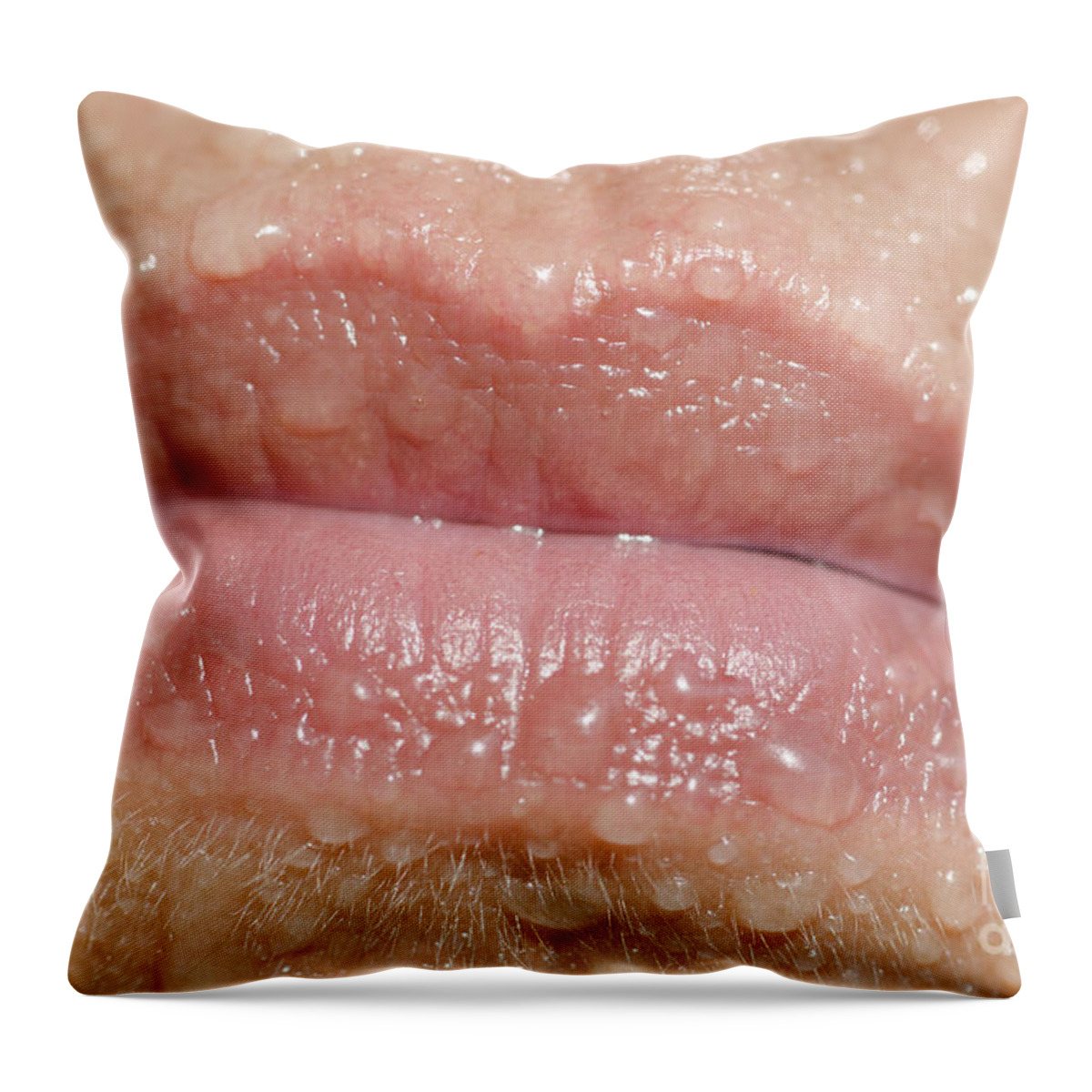 Mouth Throw Pillow featuring the photograph Mouth with water drops by Mats Silvan